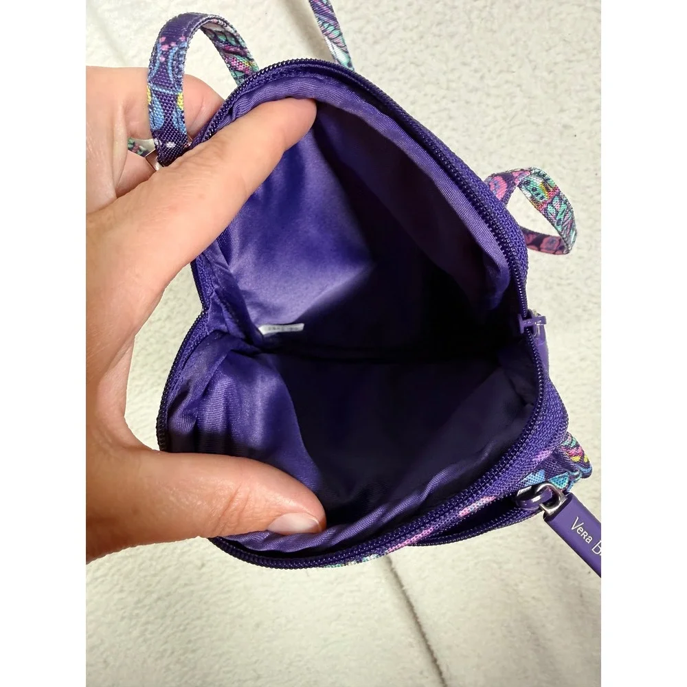 Vera Bradley Purple Paisley Floral Batik Leaves Crossbody Bag